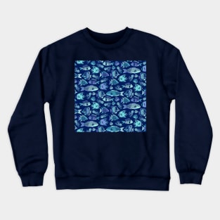 Navy Blue Funky Fishes Crewneck Sweatshirt